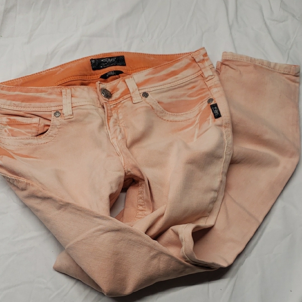 Silver Jeans Pink Skinny Jeans Lightweight Denim